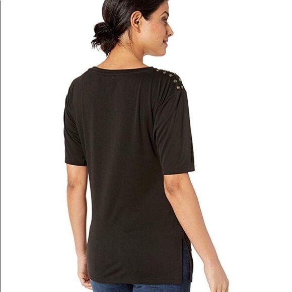 Jones New York Black Tie Waist Top Small - Picture 2 of 3